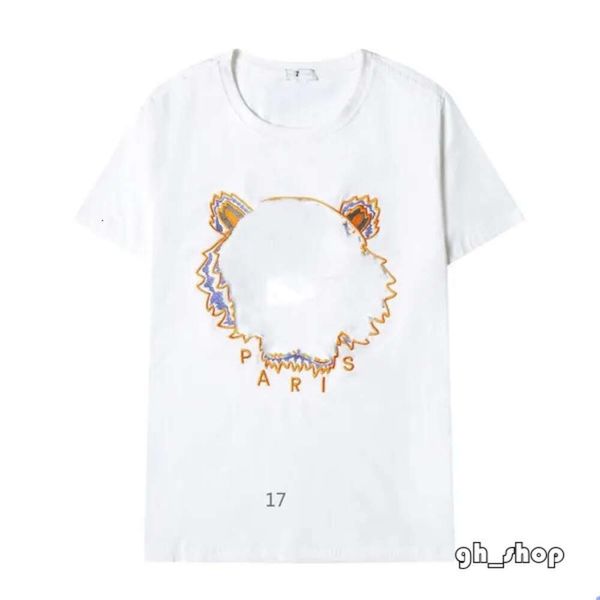Kenzo 2024 Yeni T Shirt En Kaliteli Erkekler Kadın Tshirts Kadın Yaz Sokağı Giyim Kısa Kollu Tiger Baş Nakış Mektubu Kenzo T Shirt 1426