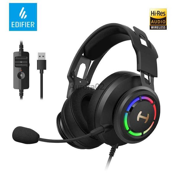 Handy-Kopfhörer Edifier Gaming-Headset HECATE G35 USB-Gamer-Kopfhörer 7.1 Surround Sound 50-mm-Treiber Abnehmbares Mikrofon In-Line-Steuerung Hi-Res Audio YQ240219