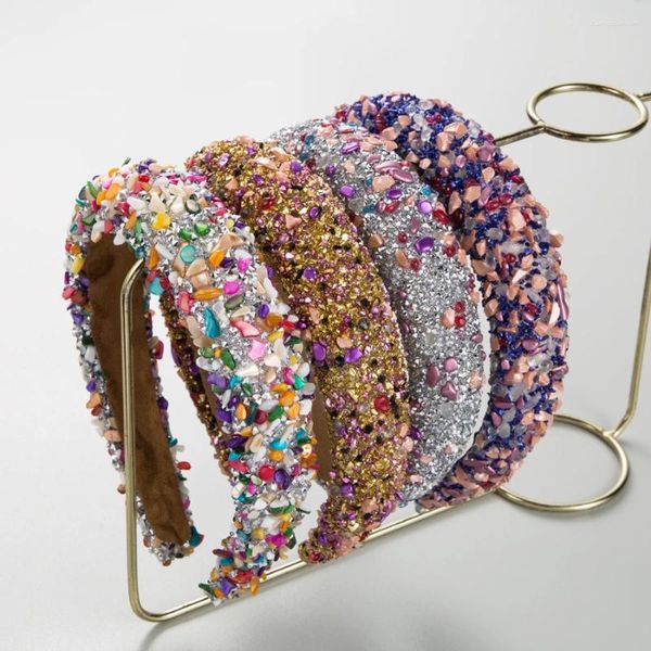 Заколки для волос европейские и американские модные аксессуары в стиле барокко, повязка на голову с разноцветными драгоценными камнями