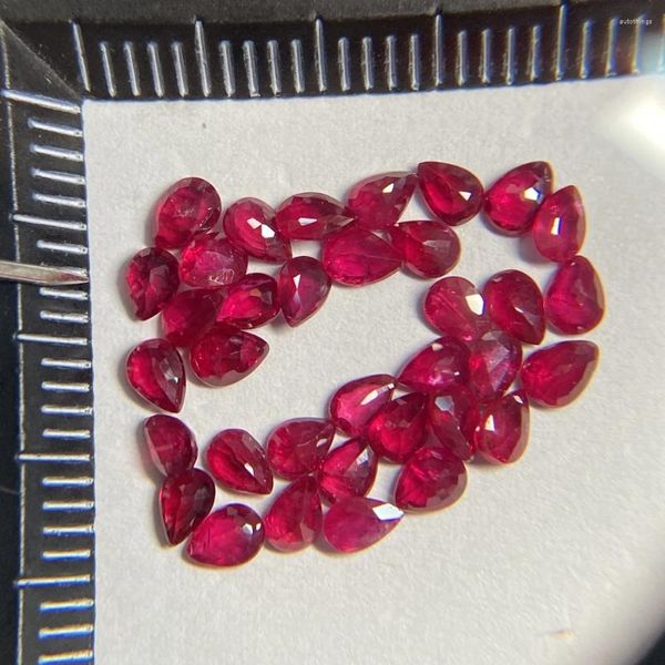 Lose Diamanten, Meisidian, A-Qualität, Birne, 2,5 x 3,5 mm, natürlicher afrikanischer taubenblutroter Rubin-Edelstein