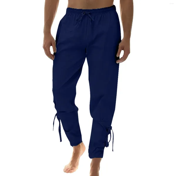 Calças masculinas manguito com cordões sólido tornozelo traje banded running sweatpant casual confortável streetwear