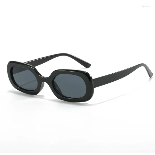 Óculos de sol moda simples casual oval hawksbill retro pernas finas anti uv xadrez ondulação design óculos de sol feminino