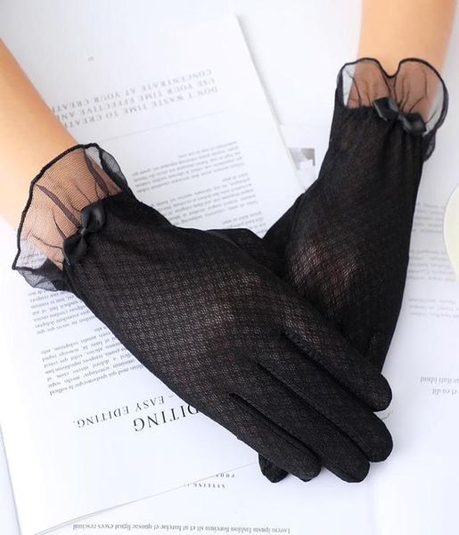 Летние женские кружевные перчатки, элегантные женские тонкие перчатки для вождения, женские перчатки высокого качества с сенсорным экраном, противоскользящие дышащие перчатки с УФ-лучами5483565