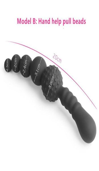 Novo 3 estilos manual preto grande puxar contas anal plug silicone vibrador anal dupla cabeça butt plug brinquedos sexuais para gay men5247008