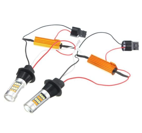 2 шт. T20 7443 2835 42 SMD 1000LM 20 Вт Автомобильные светодиодные DRL дневные ходовые огни двухцветный переключатель обратного сигнала лампы постоянного тока 1224V2833998