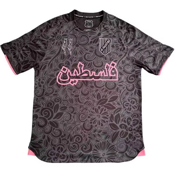 2023 2024 Palestino Deportivo Futebol Jerseys Livre Palestina JIMENEZ BENITEZ CORTES Preto Centro Stripe Camisa de Futebol Guerra Justiça Março Pré-jogo Treinamento Top