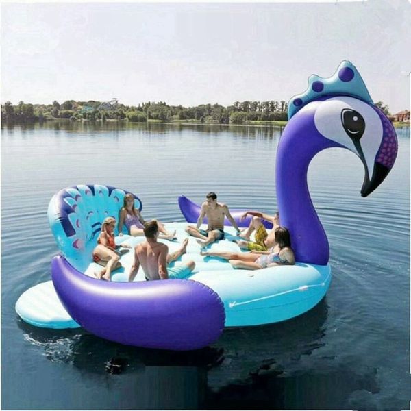 5M Piscina Gonfiabile Gigante Unicorno Party Bird Island Grande formato unicorno barca gigante fenicottero galleggiante Flamingo Island per 6-8 persone R331P