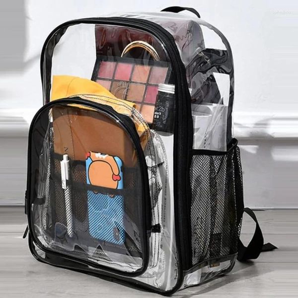 Zaino tinta unita moda borsa da scuola in PVC impermeabile viaggio per adulti portatile trasparente di alta qualità