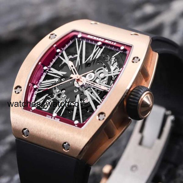 Наручные часы RM Швейцарские часы Наручные часы Richardmile RM023 Женская серия Автоматические механические Титановое углеродное волокно Мода Полое полое розовое золото 18 карат