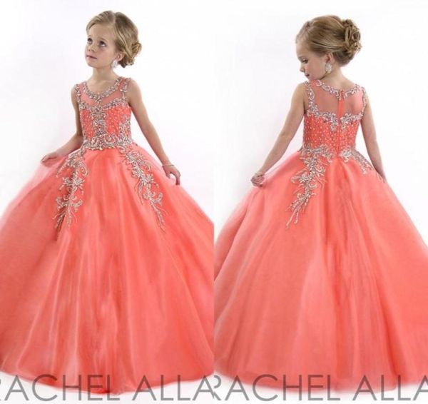 Новые нарядные платья для маленьких девочек, прозрачное Тюлевое платье принцессы с драгоценными камнями, кристаллами и бисером, белое коралловое детское платье с цветочным узором для девочек на день рождения gow7098686