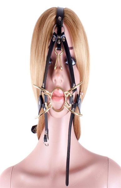Metal Örümcek Yüzük Gag Head köle kablo demeti burun kancası ağız gags seks oyuncakları birkaç yetişkin oyunları kadın flört seks ürünleri 4961031