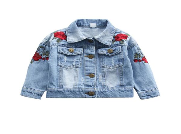 Baby-Jeansjacke mit Rosen-Blumen-Stickerei, Vintage-Jeansjacken für Mädchen, Kleinkinder, Baby-Jeansjacken, Mädchen-Jeansjacke 13T5522606