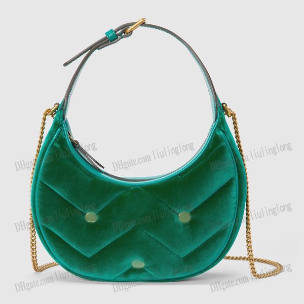 Borsa sottobraccio in pelle scamosciata Marmont Hobo da donna firmata Italia Borsa a tracolla trapuntata in pelle di vitello mezzaluna di marca Borsa a tracolla in metallo da donna