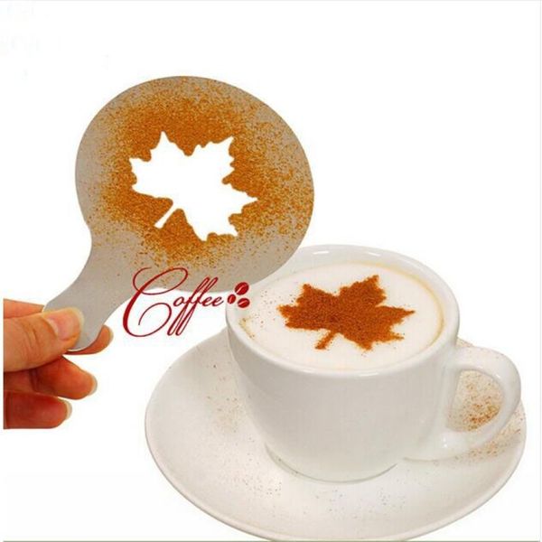 16 Pz Set Stampo Caffè Latte Torta Cupcake Stencil Template Caffè Cappuccino Template Gusto Spargi Pad Spolverino Spray Tools G1206201S