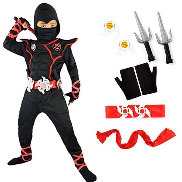 Costume da Ninja Bambino Ninja Costumi da festa Ragazzi Halloween Fancy Dress Anime Cosplay Guerriero Ninja Suit Abbigliamento per bambini Tuta Set G09264k