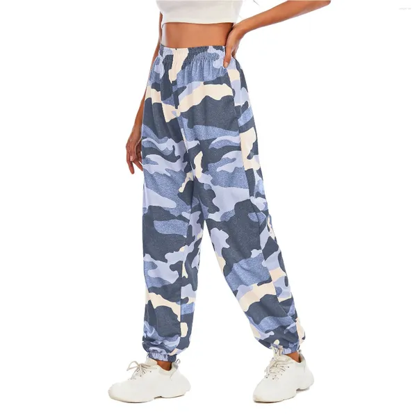 Pantaloni da donna Donna Elastico in vita Palestra Pantaloni sportivi larghi Tuta da corsa Moda Casual Camouflage Stampa Allenamento Pantaloni gamba affusolata