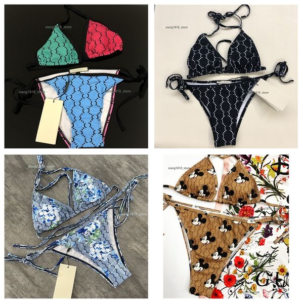 I bikini da donna di alta qualità del designer italiano hanno impostato due pezzi sexy che stampano il bellissimo bikini trasparente di lusso all'ingrosso costume da bagno intimo