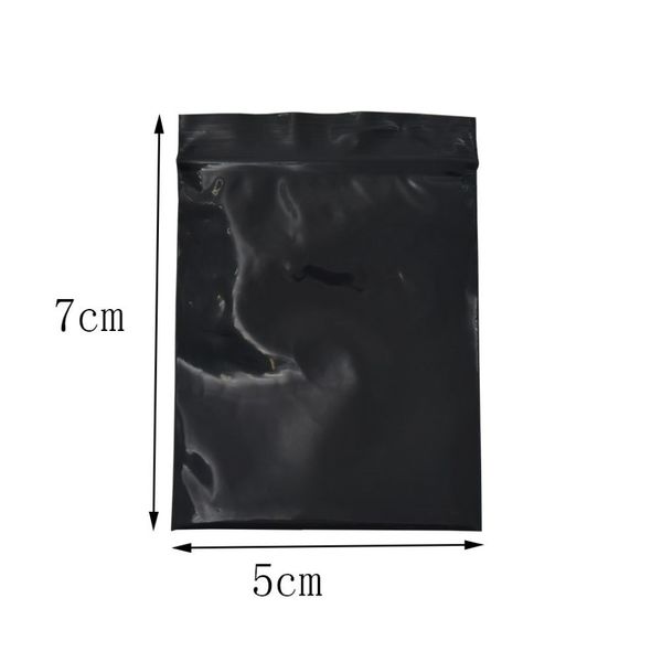 5 7cm Mini Preto Zip Lock Resealable Zipper Bag 500 pçs / lote Auto Seal Plastic Package Bag Retail Zipper Mercearia Embalagem de Presente Storag278a