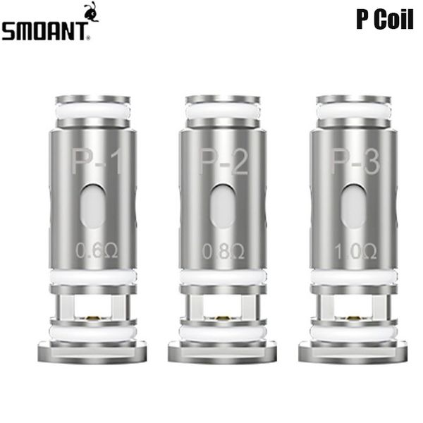 3 pçs/caixa original smoant p bobina 0.6ohm/0.8ohm/1.0ohm malha bobina vaporizador para cigarro eletrônico pasto mini/cavaleiro q kit