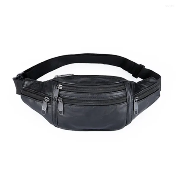 Taille Taschen PU Leder Tasche Männer Multi Zipper Taschen Fanny Pack Reise Laufen Gürtel Telefon Beutel Schwarz Männlich Casual Bum langlebig