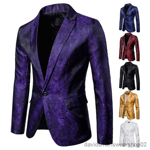 Herrenanzüge Blazer Herrenanzug Bankett Hochzeitsanzug Partyanzug Bar Nachtclub Blazer Herrenoberteile Heller Anzug Paisley-Blazer Mode Herrenanzug