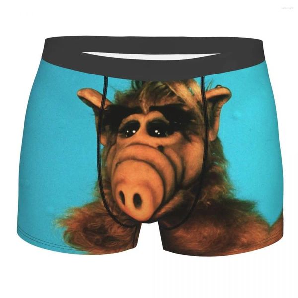 Cuecas novidade engraçado alf boxers shorts calcinha masculino respirável alienígena forma de vida sci fi tv mostrar briefs roupa interior