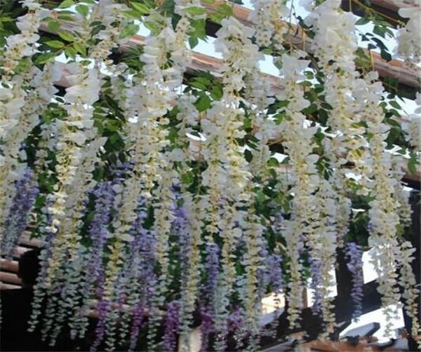 Göz alıcı düğün fikirleri zarif yapay ipek çiçek wisteria asma düğün dekorasyonları 12 parça çok daha fazla miktarda daha güzel