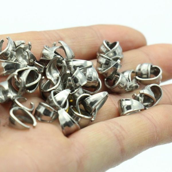 Fabrik Ganze 200 stücke Silber Ton Edelstahl Hohe Qualität Stecker Anhänger Haken druck Pinch Bail Clip Verschluss Schmuck Fi202S