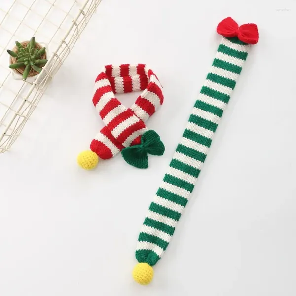 Одежда для собак, 1 шт., красный/зеленый полосатый вязаный декор для домашних животных, мягкий теплый рождественский шарф, аксессуары, шарфы для котят, кошек