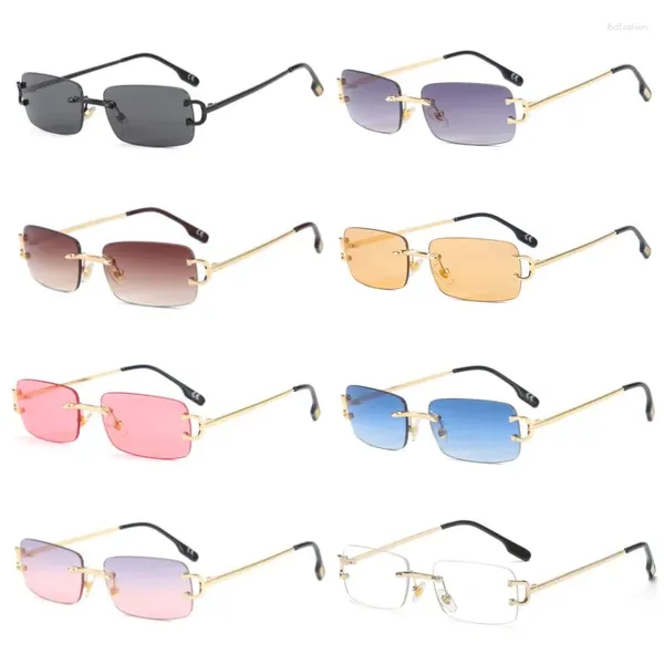 Солнцезащитные очки KLASSNUM, прямоугольные солнцезащитные очки без оправы с градиентом для женщин и мужчин, модные солнцезащитные очки без оправы для мужчин в стиле ретро