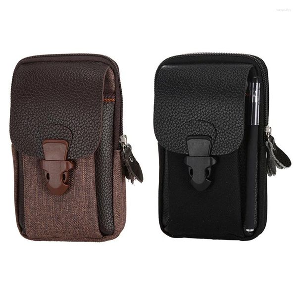 Sacos de cintura Chic Canvas Packs Homens Casual Textura Clássica Design Criativo Fanny Bum Bag Business Mobile Phone Case Bolsa