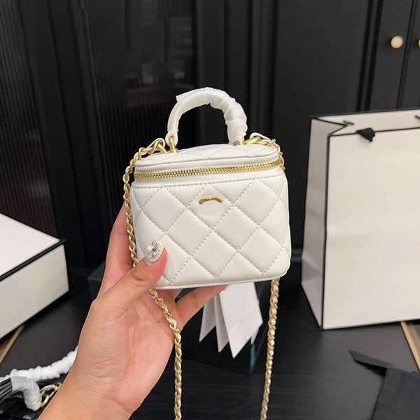 10cm bonito mini bolsa de maquiagem feminina luxo portátil bolsa de ombro compras noite embreagem couro zíper moeda bolsa couro matelassê corrente mala pochette bolsa chave