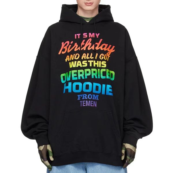 23fw Paris-Stil Männer Frauen Übergröße Geburtstag Farbverlauf Druck Stickerei Hoodie Herbst Winter Mode Baumwolle High Street Skateboard Oversize Kapuzenpullover 0219