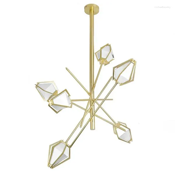 Подвесные светильники Классические Creatice Diamond Model Lights Изумрудно-зеленый и молочно-белый стеклянный абажур Украшение Droplight E14 Светодиодная лампа