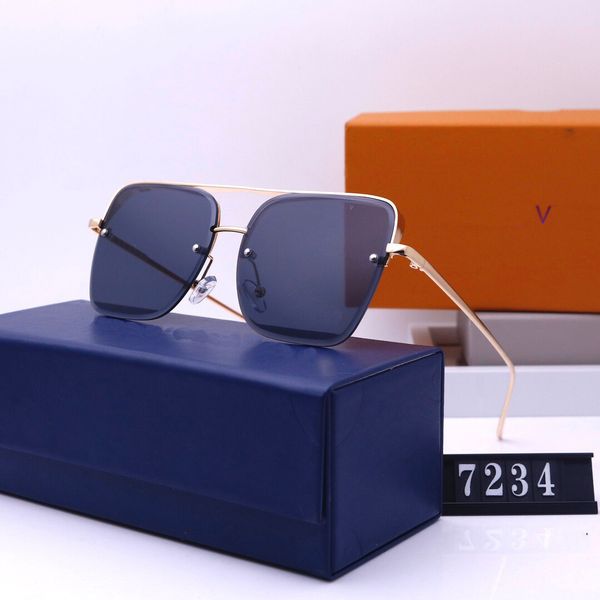 Óculos de sol para mulheres designer senhoras designers para homens armação de metal clássico luxo moda quadrada azul retângulo chifre de búfalo óculos 7234