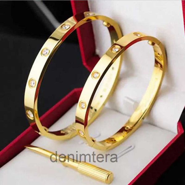 Bangle Luxo Moda Pulseira Designer Pulseiras para Mulheres 18k Banhado A Ouro Jóias com Diamante Mulheres Mens Chave De Fenda Titânio Bangle H QE7Y