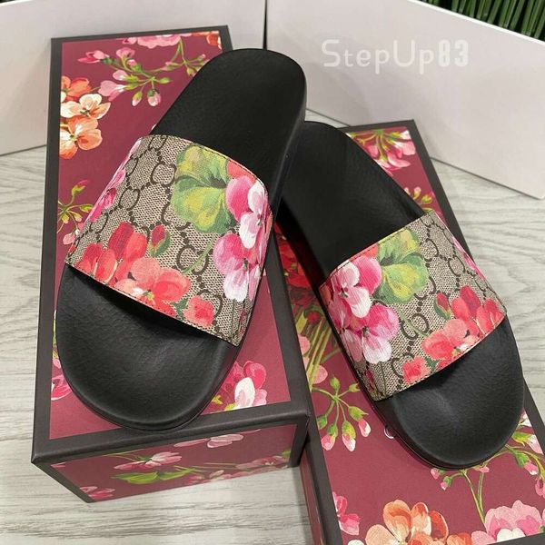 Moda fiore Tacco tela tazz Pantofola Sandalo scorrevole floreale Top Donna uomo serpente tigre Scarpa da spiaggia in gomma Ciabatte Mocassini in pelle sandalo lusso