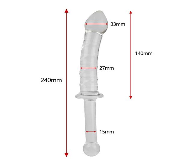 Frauen Glasdildo Sex Pyrex Kristalldildo Glas Sexspielzeug für Frau Analspielzeug Erwachsene Kristall Weibliche Sexprodukte mit Griff9806793