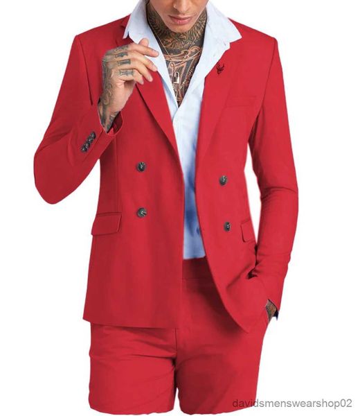 Abiti da uomo Blazer Classici Abiti da uomo bianchi Due pezzi Risvolto Business Office Campus Viaggi Colore personalizzato (giacca + pantaloni)