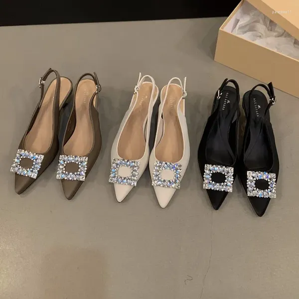 Scarpe eleganti Scarpe da donna di marca Décolleté di lusso con cinturino in cristallo Tacchi alti Sposa estiva Comodo matrimonio con tacco a triangolo