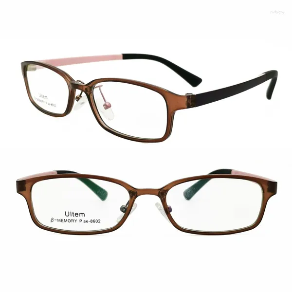Montature per occhiali da sole Vendita Forma rettangolare con bordo intero con nasello in silicone Occhiali da vista ultraleggeri ULTEM Supper Slim 8602