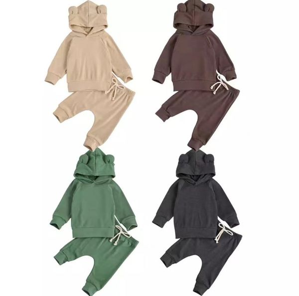 Primavera ins fashions bebê menina menino conjuntos de roupas de malha algodão gato hoodies com alças calças outono inverno roupas infantis ternos ou3262830