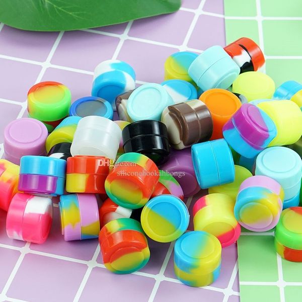 Bütün 2ml 500pcs lot silikon yapışmaz dabs mum kavanoz kapları kuru bitki saklama kutusu yağ tutucu kavanozları küçük şişe272w