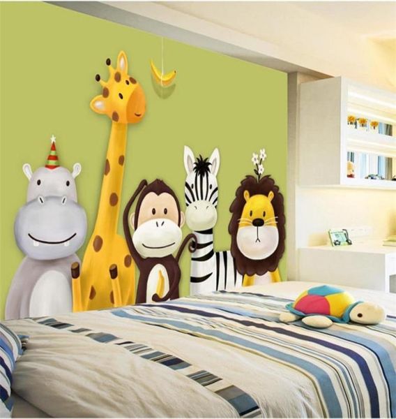 Benutzerdefinierte Wandbild Tapete Kinder039s Zimmer Schlafzimmer Cartoon Thema Tiere Gemalte Hintergrundbilder Wand Dekor Kinder Tapete Ro4272620049