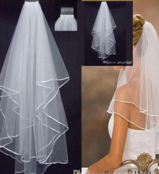 2019 nova imagem real em estoque 1 camada branco marfim tule borda pente véus para vestidos de casamento vestidos de festa acessórios de noiva 110017284827