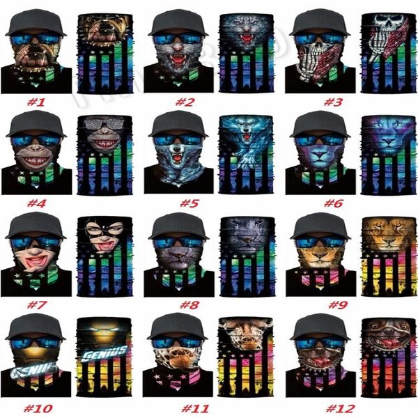 Homens e mulheres magia bandana máscara facial cachecol bandanas sem costura bandeira digital máscaras mágicas animal leão tigre equitação cachecóis paty ma230f