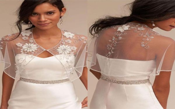 Elfenbein-Kristall-Braut-Wraps, applizierter Brautmantel, Spitzenjacken, Hochzeits-Umhänge, Bolero-Jacke, Hochzeitskleid-Wraps, maßgeschneidert9667239961