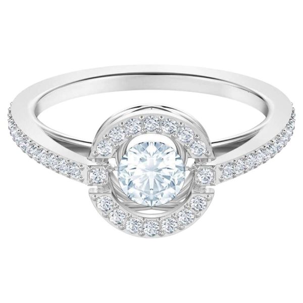 Swarovski anéis designer feminino qualidade original banda anéis de luxo moda feminina dança coração anel elemento feminino cristal espírito anel feminino