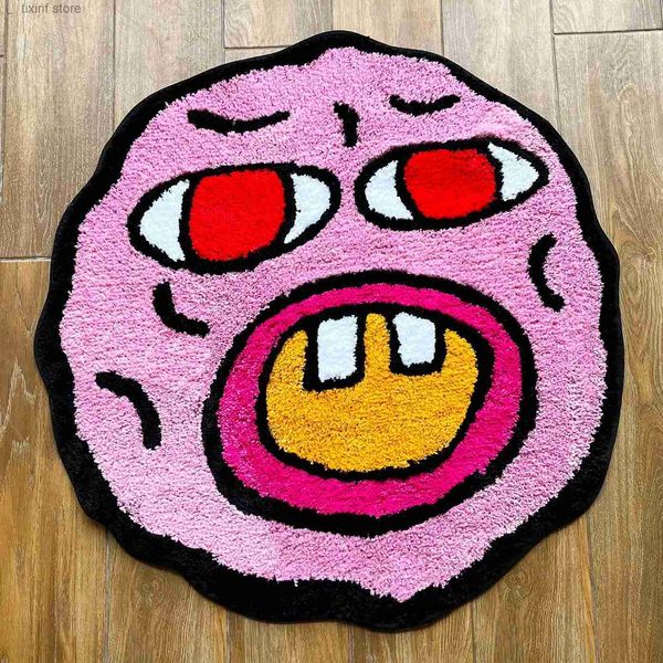 Ковер LAKEA Cherry Bomb Rug Розовый тафтинговый ковер ручной работы Декор комнаты Kawaii Ковер Маленькие коврики для спальни Мультфильм Круговой пунш Игольчатый ковер T240219