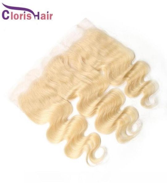 C Loira 13x4 Renda Frontal Orelha A Orelha Cru Virgem Indiano Cabelo Humano Top Fechamentos 613 Platinum Blonde Onda Do Corpo Frontais Completos Com B6648349